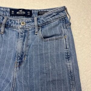 Hollister Mom Jeans Womens 5R W27 L27 Blue Pinstripe Ultra High Rise Stretch 278